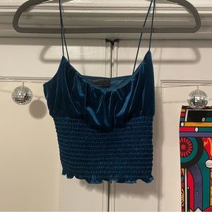 Blue velvet going out crop top